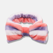 Load image into Gallery viewer, Bow Headwear Fleece Coral Wash Face Bath Mask Makeup Turban Women Girls Letter Dot Striped Cat Shape Hairband Hair Accessories
