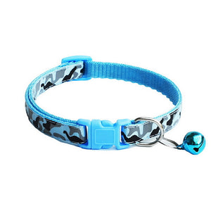 Pet Dog Cat Collars Polyester Dog Camouflage Collar With Bell Kitten Neck Adjustable Collar For Small Pet Dog Leash