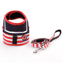 Load image into Gallery viewer, Adjustable Dog Collar Harness Leash Creative Navy Suit Style Chest Strap Secure Traction Rope for Small Medium Dogs Cats
