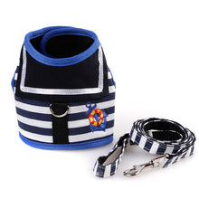 Load image into Gallery viewer, Adjustable Dog Collar Harness Leash Creative Navy Suit Style Chest Strap Secure Traction Rope for Small Medium Dogs Cats
