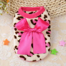 Load image into Gallery viewer, Cute Small Puppy Dog Clothes Bowknot Autumn Winter Leopard Fleece Pet Dog Coat Kitten Doggie Teacup Dog Clothes XXXS XXS Red Pin
