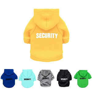 Fashion Dog Cat Clothes Pet Solid Color Coats With SECURITY Letters Printing Cats Dog Outfit Warm Pet Jacket Hoodies