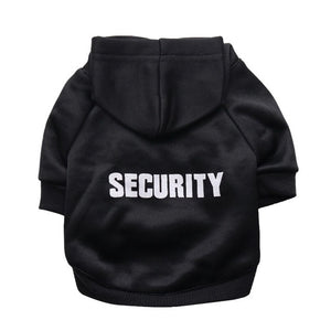 Fashion Dog Cat Clothes Pet Solid Color Coats With SECURITY Letters Printing Cats Dog Outfit Warm Pet Jacket Hoodies