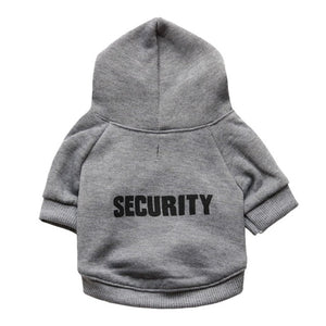 Fashion Dog Cat Clothes Pet Solid Color Coats With SECURITY Letters Printing Cats Dog Outfit Warm Pet Jacket Hoodies