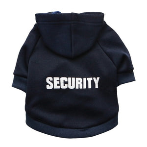 Fashion Dog Cat Clothes Pet Solid Color Coats With SECURITY Letters Printing Cats Dog Outfit Warm Pet Jacket Hoodies