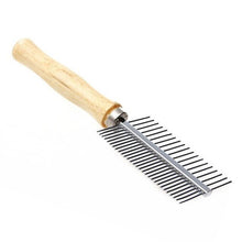 Load image into Gallery viewer, Pet Cat Stainless Steel Comb with Soft Wooden Handle Puppy Dog Cat Grooming Accessories Double-Sided Hair Comb Rake Trimmer Tool

