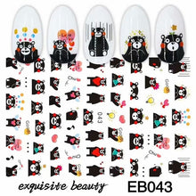 Load image into Gallery viewer, Self-Adhesive cute cartoon Animal Mickey Kumamon Cat 3d Nail Decal Stickers Manicure tools Nail Art Decoration Accessories
