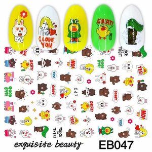 Self-Adhesive cute cartoon Animal Mickey Kumamon Cat 3d Nail Decal Stickers Manicure tools Nail Art Decoration Accessories