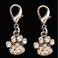Load image into Gallery viewer, 2pcs Rhinestone Paw Collar pet Charm Pet Jewelry Cat dog collar pendant Bone Necklace Collar Puppy collar accessory
