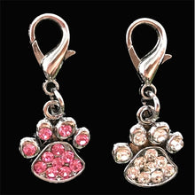 Load image into Gallery viewer, 2pcs Rhinestone Paw Collar pet Charm Pet Jewelry Cat dog collar pendant Bone Necklace Collar Puppy collar accessory
