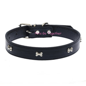 5 Colors Bone Pet Dog Collar Durable PU Leather Adjustable Puppy Cat Strap Collar XS/S/M/L