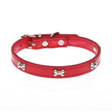 Load image into Gallery viewer, 5 Colors Bone Pet Dog Collar Durable PU Leather Adjustable Puppy Cat Strap Collar XS/S/M/L
