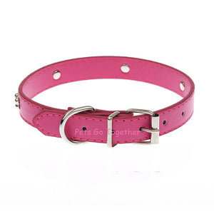 5 Colors Bone Pet Dog Collar Durable PU Leather Adjustable Puppy Cat Strap Collar XS/S/M/L