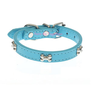 5 Colors Bone Pet Dog Collar Durable PU Leather Adjustable Puppy Cat Strap Collar XS/S/M/L