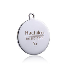 Load image into Gallery viewer, YVYOO Free engraving Stainless steel Pet cat collar accessories customized dog cat ID tag name telephone Multiple languages AA08
