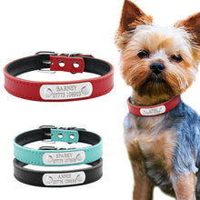 Load image into Gallery viewer, Leather Personalized Dog Collars Custom Cat Pet Name ID Collar Free Engraving For Small Medium Dogs
