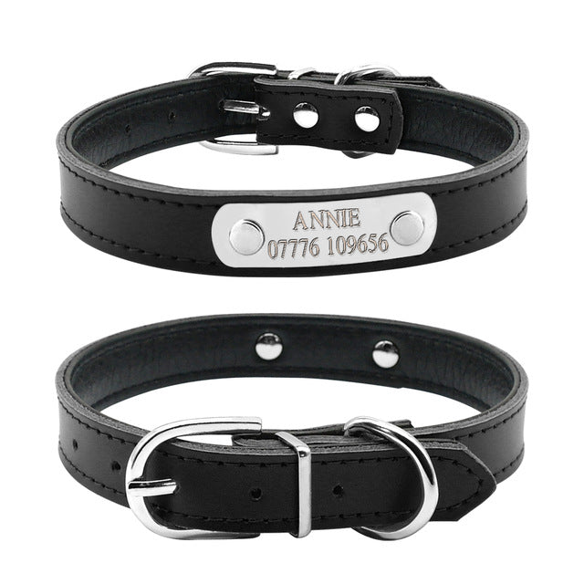 Leather Personalized Dog Collars Custom Cat Pet Name ID Collar Free Engraving For Small Medium Dogs