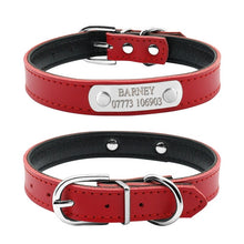 Load image into Gallery viewer, Leather Personalized Dog Collars Custom Cat Pet Name ID Collar Free Engraving For Small Medium Dogs
