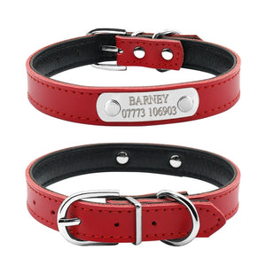 Leather Personalized Dog Collars Custom Cat Pet Name ID Collar Free Engraving For Small Medium Dogs