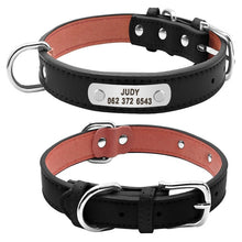 Load image into Gallery viewer, PU Leather Dog Collar Durable Padded Personalized Pet ID Collars Customized for Small Medium Large Dogs Cat Red Black Brown
