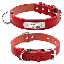 Load image into Gallery viewer, PU Leather Dog Collar Durable Padded Personalized Pet ID Collars Customized for Small Medium Large Dogs Cat Red Black Brown
