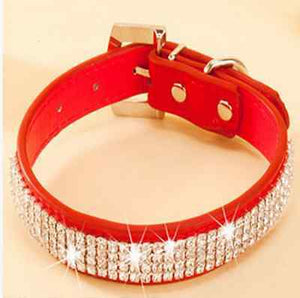Personalized Dog Cat Pet Collar | BLING PU Leather | Rhinestone Diamante Pet Supplies Dog Accessories Cat Necklace