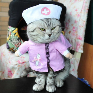 Funny Pet Cat Clothes Policeman Cat Clothes Cute Clothing For Cat Cool Costume Uniform with Hat Nurse Suit Pet Supplies 1c50