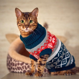 Petalk Snowflower Cat Sweater Knitwear Pet Jumper Coat Dogs Cat Christmas  Dog Clothes for Small Pet XS S M L XL XXL
