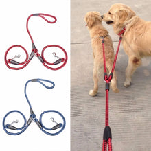 Load image into Gallery viewer, OUTAD Nylon Ribbon Double Dog harness Leash Adjustable Training Leash Cats Dogs Harness Collar Leash Strap Belt Drop Shipping
