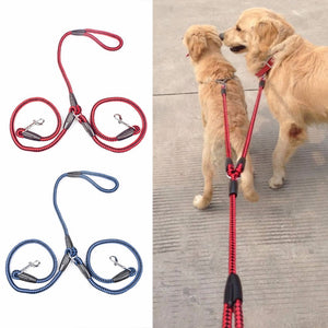 OUTAD Nylon Ribbon Double Dog harness Leash Adjustable Training Leash Cats Dogs Harness Collar Leash Strap Belt Drop Shipping