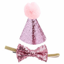 Load image into Gallery viewer, 2Pcs/set Pet Dogs Caps With Bowknot Cat Dog Birthday Costume Sequin Design Headwear Cap Hat Christmas Party Pets Accessories
