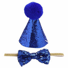 Load image into Gallery viewer, 2Pcs/set Pet Dogs Caps With Bowknot Cat Dog Birthday Costume Sequin Design Headwear Cap Hat Christmas Party Pets Accessories
