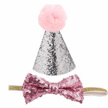 Load image into Gallery viewer, 2Pcs/set Pet Dogs Caps With Bowknot Cat Dog Birthday Costume Sequin Design Headwear Cap Hat Christmas Party Pets Accessories
