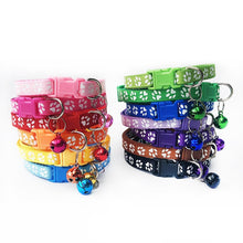 Load image into Gallery viewer, 1pcs Pet Collar with Bell Lovely Small Footprint Flower Adjustable Strap Nylon Fabric Puppy Teddy Cat Kitten collier chien
