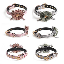 Load image into Gallery viewer, Dog Collar Pet Products 1 PC Adjustable Pet Neck Strap Flower Shape PU Leather Small Dog Leads Cat Bow tie
