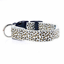Load image into Gallery viewer, Adjustable LED Light Glow Pet Collar Leopard Nylon Pet Dog Cat Night Safety Luminous Flashing Necklace Glowing Neck Belt XWBE.
