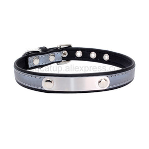 Engrave Reflective Dog Collar Custom Leather Pet Collars Cat ID Tag For Small Medium Large Pets Name Tel NO. Chains Dogs Gift