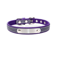 Load image into Gallery viewer, Engrave Reflective Dog Collar Custom Leather Pet Collars Cat ID Tag For Small Medium Large Pets Name Tel NO. Chains Dogs Gift
