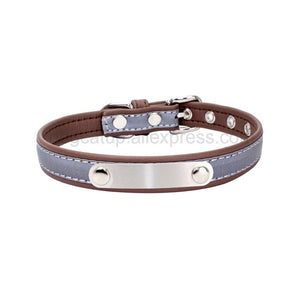 Engrave Reflective Dog Collar Custom Leather Pet Collars Cat ID Tag For Small Medium Large Pets Name Tel NO. Chains Dogs Gift