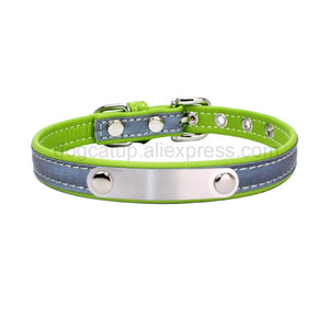 Engrave Reflective Dog Collar Custom Leather Pet Collars Cat ID Tag For Small Medium Large Pets Name Tel NO. Chains Dogs Gift