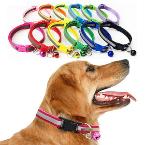 High Quality Pet Collars Adjustable Necklace Collar 1PC Puppy Cat Popular With Bells Dog Collars Pet Supplies Reflective Light