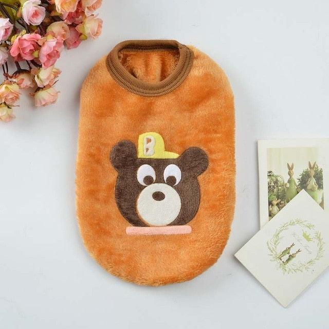 2019 New Warm Fleece Pet Clothes Cute Cartoon Puppy Shirts for Dogs Cat Vest T Shirt Pet Christmas Costume for Kitten Teacup 10E