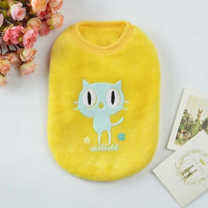 2019 New Warm Fleece Pet Clothes Cute Cartoon Puppy Shirts for Dogs Cat Vest T Shirt Pet Christmas Costume for Kitten Teacup 10E