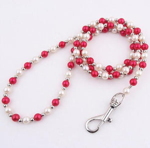 Luxury Pearls Beads Dog Leash Chain for Pets White Gold Leash for Dog Walking Dog Cat Collar Accessories Products for Small Dogs
