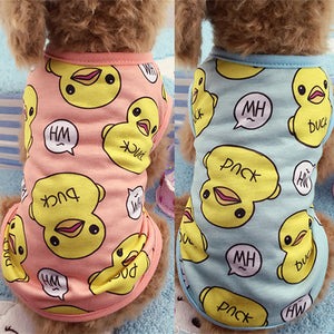 Cute Pet Dog Clothes For Small Dogs Duck Printed Spring Puppy Cat Cotton T-shirt Vest Summer Pet Clothing Chihuahua Pug Shirts