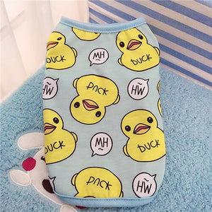 Cute Pet Dog Clothes For Small Dogs Duck Printed Spring Puppy Cat Cotton T-shirt Vest Summer Pet Clothing Chihuahua Pug Shirts