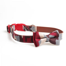 Load image into Gallery viewer, Plaid Printing Camouflage Pets Dog Collars Cute Striped Bowknot Puppy Cats Neck Bow Tie Bulldog Decoration Large Dog Collar

