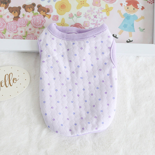 Cub Dog Clothes Cotton Soft Puppy Cats Vest Print Flower Newborn Small Dogs /Cats Vests Chihuahua Pet Clothing XXS/XS