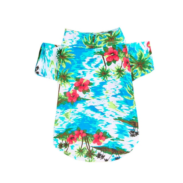 Pet Cat Clothing Summer Shirt Floral Vest Dog Clothes For Small Medium Dogs Chihuahua French Bulldog Hawaiian Style Beach Outfit
